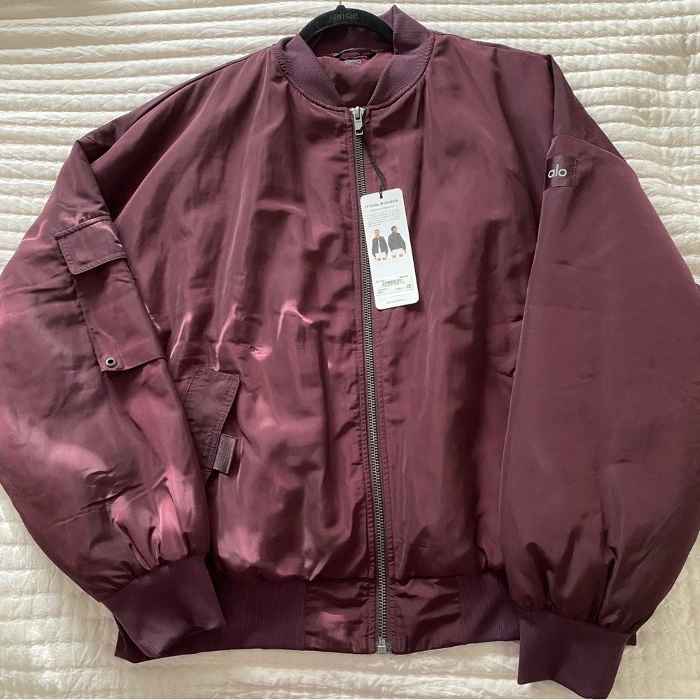 ALO Yoga It Girl Bomber Jacket - Oxblood